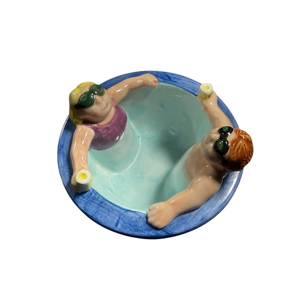 Vintage Ceramic 1995 Lotus "Pool Party" Chip & Dip Serving Bowls - Picture 5 of 13